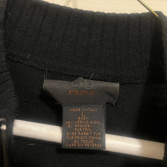 Black Fur Sweater Zip Up, Size Large (runs a little small). Brand: Cu rame - Picture 6 of 7